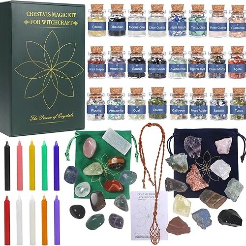 Raw Chakra Stones Tumbled Chakra Stones 58 Kits with Magic Candles